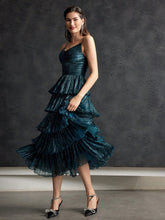 MOTF PREMIUM METALLIC PLISSE TIERED DRESS